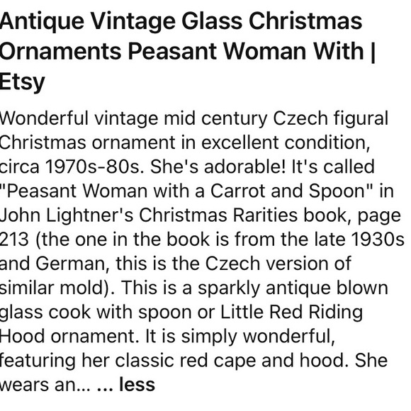 Rare Vintage Christmas ornament peasant woman with spoon and carrot - Picture 4 of 4